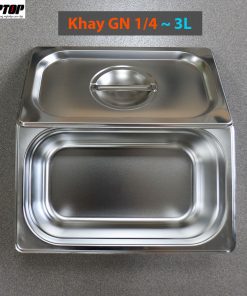 Khay inox đựng thạch trà sữa (GN 1/4 | 10cm có nắp)
