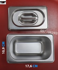 Khay inox đựng thạch GN 1/9 sâu 10cm có nắp