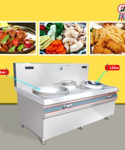 Bếp từ đôi mặt lõm và chảo xào trực tiếp 27kw